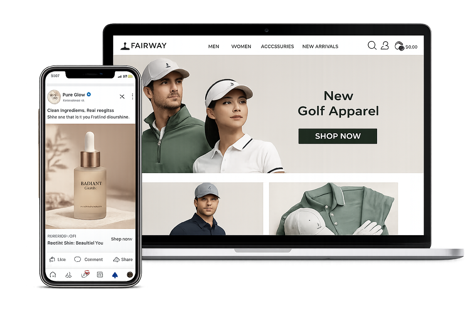 Desktop and mobile product showcase